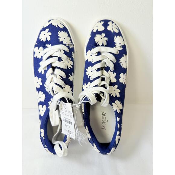 J. Crew Shoes - NWT J. Crew Blue Floral Canvas Lace Up Casual Sneakers Shoes Size 9